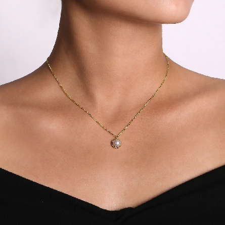 14K Yellow Gold Gabriel Bujukan Pearl Pendant on 15.5-17.5inch Adjustable Chain #NK6412Y4JPL (S2026259)