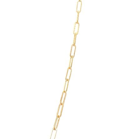 14K Yellow Gold Adjustable 15.75-18inch Blue Topaz Heart Station Paperclip Necklace 2.50gr #C1923-18