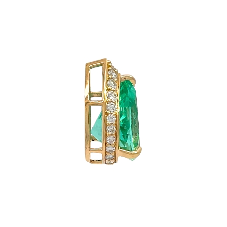 14K Yellow Gold Custom Wrap Around Pear Shaped Halo Pendant w/1 Untreated Emerald=8.45ct GIA#2235842124 and Diams=.70ctw SI H-I 