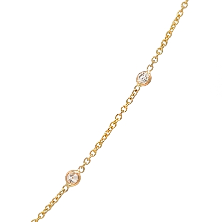 14K Yellow Gold 16-18inch East to West by the Yard Necklace w/1 Cushion Sapphire=1.00ct and 6Diams=.37ctw SI H-I 