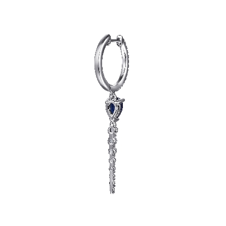 14K White Gold Graduating Huggie Drop Earrings w/Sapphires=1.09ctw and Diams=.54ctw SI2 H-I #EG15241W45SA (S1996082)