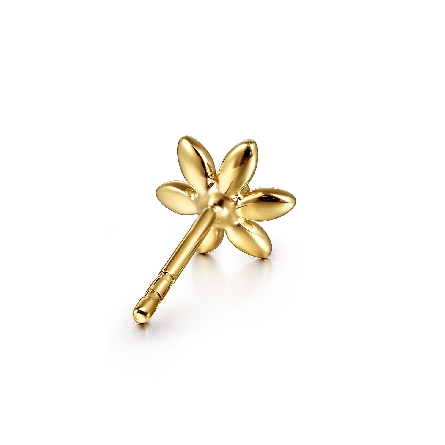 14K Yellow Gold Gabriel Floral Stud Earrings w/White Sapphire=.10ctw #EG15165Y4JWS (S2262355)