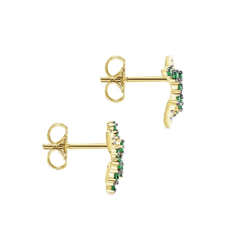 14K Yellow Gold Scattered X Earrings w/Emerald=.33ctw and Diams=.06ctw #EG13238Y45EA (S1343318)