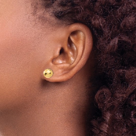 14K Yellow Gold 8mm Satin and Diamond-Cut Ball Post Earrings 1.23gr #H1013