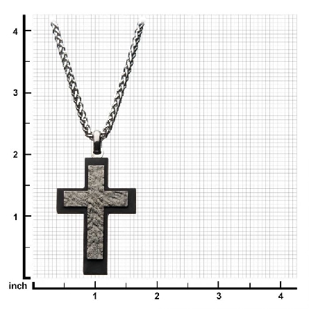Stainless Steel Carbon Fiber Cross Pendant on 24inch Chain #SSPCF006NK1