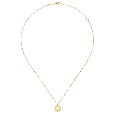 14K Yellow Gold Gabriel Bujukan Round Cutout Cross Bead Edge Pendant on 15.5-17.5inch Adjustable Chain #NK6490Y4JJJ (S2115593)