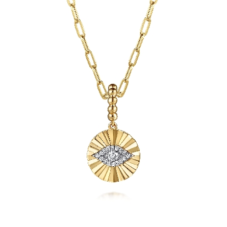 14K Yellow and White Gold Bujukan Diamond Cut Evil Eye Medallion Enhancer Charm w/Diams=.20ctw SI2 H-I #PT7558M45JJ (S2328825)