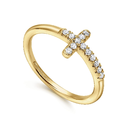 14K Yellow Gold Cross Ring w/Diams=.13ctw SI2 H-I Size6.5 #LR50221Y45JJ (S2406351)