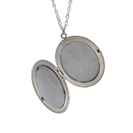 Sterling Silver 37x30mm Oval Design Locket on 22inch Chain #F1649