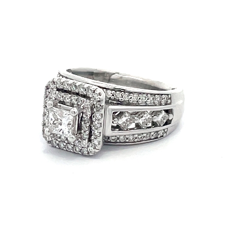 14K White Gold Estate Double Halo Engagement Ring w/Diamonds=1.09apx SI-I1 H-I Size5 4.5dwt 