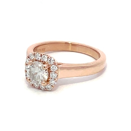 14K Rose Gold Estate Cushion Halo Engagement Ring w/1Round Diamond=.56ct I1 I and Diamons=.28apx SI G-H Size5 2.8dwt