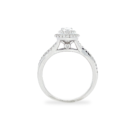 14K White Gold Estate Pear Shaped Cluster 4Prong Engagement Ring Size4 w/1PearShapedDiams=.18apx SI1 F and 56Diams=.37apx VS-SI G 1.9dwt 