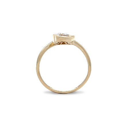 14K Yellow Gold Estate Bypass Double Heart Ring w/Baguette and Round Diams=.68apx SI2-I1 J-K Size 11   2.3dwt 