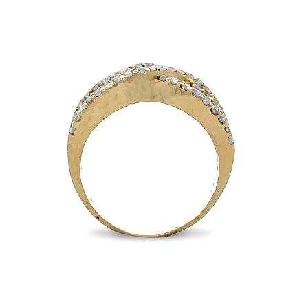 18K Yellow Gold Estate Criss Cross Shared Prong Ring Size7.25 w/Round and Baguette Diams=2.75apx VS-SI H-I 5.9dwt 