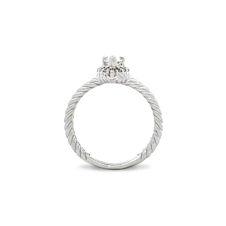 14K White Gold Estate Twisted Split Shank Halo Engagement Ring w/Pear Shaped Diam=.33apx VS I and 15Single Cut Diams=.23apx VS=SI I-J 2.9dwt 