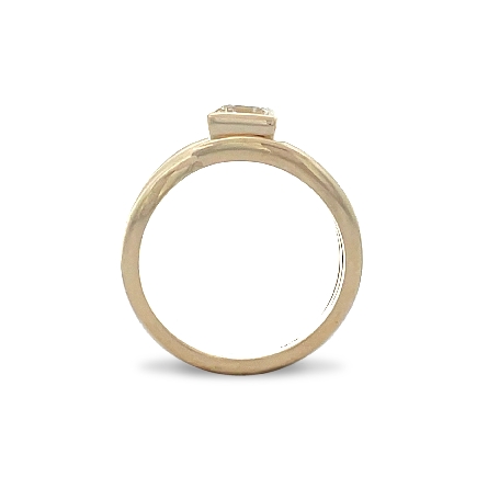 14K Yellow Gold Estate 3Row Crossover Fashion Bezel Ring w/1 Princess Diam=1.02ct SI2 K Size7