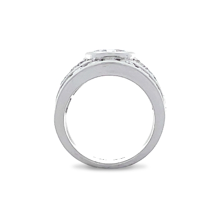Platinum Estate 3Row Pave and Channel Bezel Fashion Ring w/1 Diamond=1.40apx SI2 H and 58Diams=1.83apx VS-SI I-J Size3.5 7.4dwt