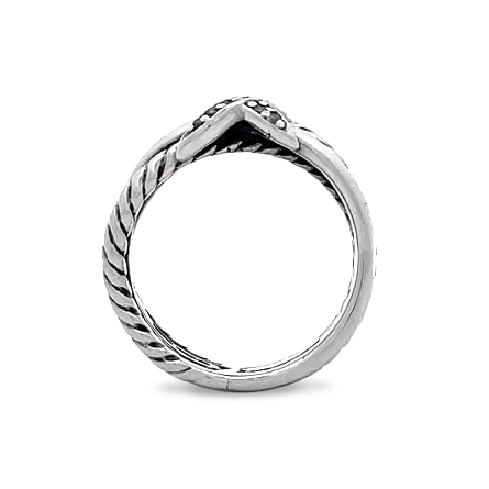 Sterling Silver Estate David Yurman X Crossover Ring w/Diams=.05apx SI H-I Size4 2.7dwt 