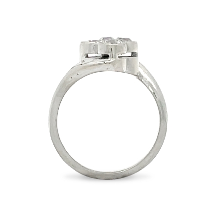 14K White Gold Estate Bypass Bezel Ring w/4 Old Euro Diams=.50apx SI H-I Size5.5 AS IS 2.7dwt