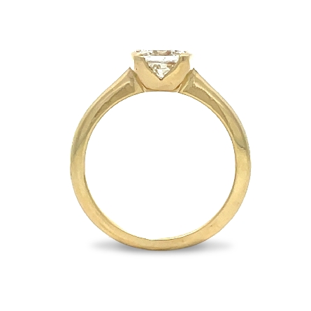 14K Yellow Gold Estate East to West Cushion Half Bezel Engagement Ring w/1 Cushion Diamond=1.09ct SI1 K Size7