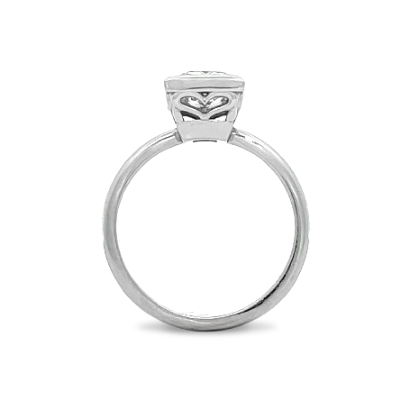 14K White Gold Estate Bezel Set Engagement Ring w/1 Princess Cut Diamond=1.49ct I1 J Size7 #72188