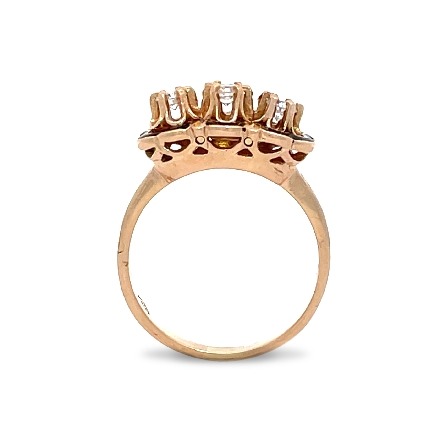 14K Yellow Gold Estate Black Enamel Antique Style 3Stone Prong Set Ring w/Diams=.35apx SI G-H Size7.75 3.1dwt 