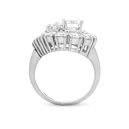 Platinum Estate Prong and Channel Set Swirl Open Split Shank Ring w/Round Diam=.89apx SI1 J w/Round and Baguette Diams=2.00apx VS-SI1 H-I andSize6 6.4dwt 
