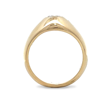 14K Yellow Gold Estate Bezek Dome Burnished Set Ring Size7 w/Round Diams=.50apx and Baguette Diams=.20apx VS2-I1 H-I 4.7dwt 