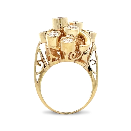 14K Yellow Gold Estate Freeform Bezel Set Waterfall Ring w/12Diams=2.28apx I1 H-I Size5.75 8.1dwt