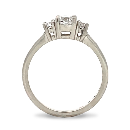 14K White Gold Estate 3Stone Engagement Ring w/1 Diam=.50ct SI2-I1 G-H and 2Diams=.11ctw SI H-I Size6.5 