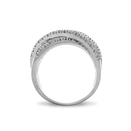 14K White Gold Estate 5Row Crossover Band w/73Diams=.83apx SI1-I1 I-J Size6.5 5.6dwt 