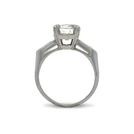 Platinum Estate Claw Prong Engagement Ring w/1 Old European Diamond=2.35ct SI2 I and 2Tapered Baguette Diams=.25ctw VS H-I Size6.5 3.6dwt