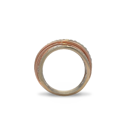 14K Rose and White Gold Estate Multi Row Band w/Diams=.96apx SI H-I Size6.25 3.6dwt