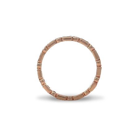 14K Rose Gold Estate Alternating Milgrain Shapes Stackable Band w/9Baguette Diams=0.15ctw and 9Round Diams=.08ctw SI H-I Size7 1.0dwt