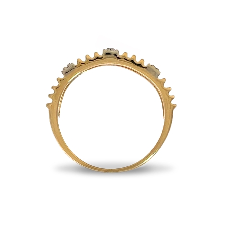 14K Yellow and White Gold Estate Multirow Open Link Band w/12Diams=0.24apx VS I-J Size6 2.8dwt