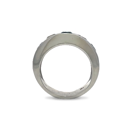 14K White Gold Estate Gents Channel Set Band w/3 Irradiated Blue Diams=1.05apx and 2 Diams=0.72apx SI2-I1 I Size6.75 6.7dwt