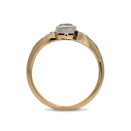 14K Two Tone Estate Antique Style Bypass Ring w/2 Old European Cut Diams=.54apx and Diams=.04apx SI I Sz6.5 2.0dwt