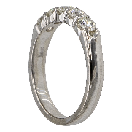14K White Gold Estate Shared Prongs Band w/5Diams=.98tw SI2-I1 I-J Size 6.5#ARPSOP