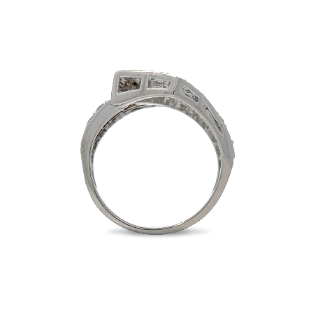 14K White Gold Estate Wide Flat Pave Crossover Ring w/Diams=1.50apx VS-SI H-I Size5 3.8dwt