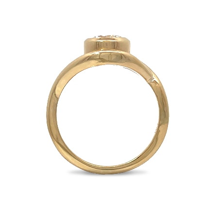 14K Yellow Gold Estate Open Design Bezel Engagement Ring w/1 Round Diamond=.80ct SI1 K Size6.5 
