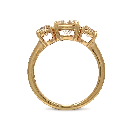 14K Yellow Gold Estate 3Stone Engagement Ring w/1 Round Diamond=1.03ct VS1 H and 2 Diamonds=.58ctw VS2 H Size6.75