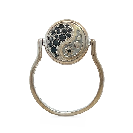 18K White Gold Estate Carrera Y Carrera Ying Yang Reversible Ring w/16Black Diams=.20apx and 16Diams=.28apx VS H Size6.5 3.3dwt