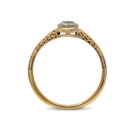 14K Yellow Gold and Platinum Estate Bezel Set Solitaire Ring w/1Old European Diams=.42apx SI H-I Size7.75 1.5dwt