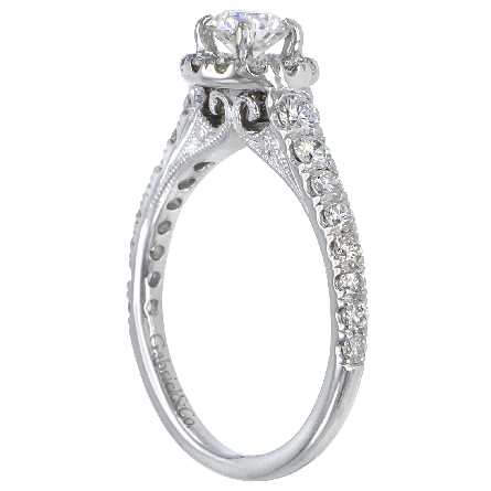 14K White Gold Estate Halo Engagement Ring w/1 Diam=.25apx and Diams=.50apx SI G-H Size 3.75 1.50dwt