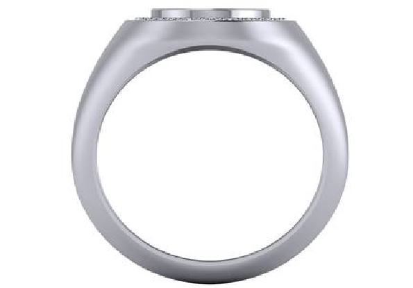 14K White Gold Estate 16x13mm Oval Signet Ring w/24Diams=.22ctw SI H-I Size 7