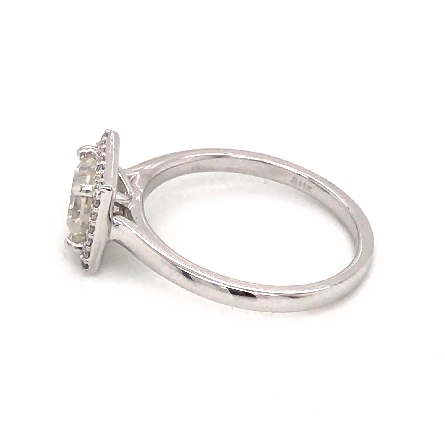14K White Gold Estate Halo Square Shaped Engagement Ring w/Princess Diam=.97ct I1 J and 24Diams=.09ctw SI G-H Size 6.75