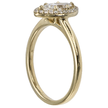 14K Yellow Gold Estate Halo Engagement Ring w/Marquise Diam=.52ct VS G-H and Diams=.09apx Size 6.75