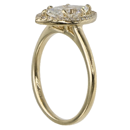 14K Yellow Gold Estate Halo Engagement Ring w/Marquise Diam=1.05ct SI2 H and 30Diams=.15apx SI2 G-H Size 6.75