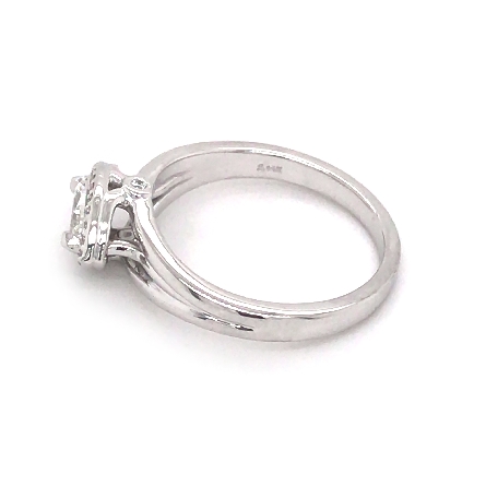 14K White Gold Estate Marquise Halo Bezel Ring w/Marquise Diam=.50ct SI2 H-I; 2Diams=.01ctw and 22Diams=.06ctw Size 6.5