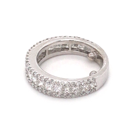 14K White Gold Estate Prong and Channel Band w/Princess and Round Diams=1.50apx VS-SI H-I and Stablizing Beads Size6.75 2.7dwt
